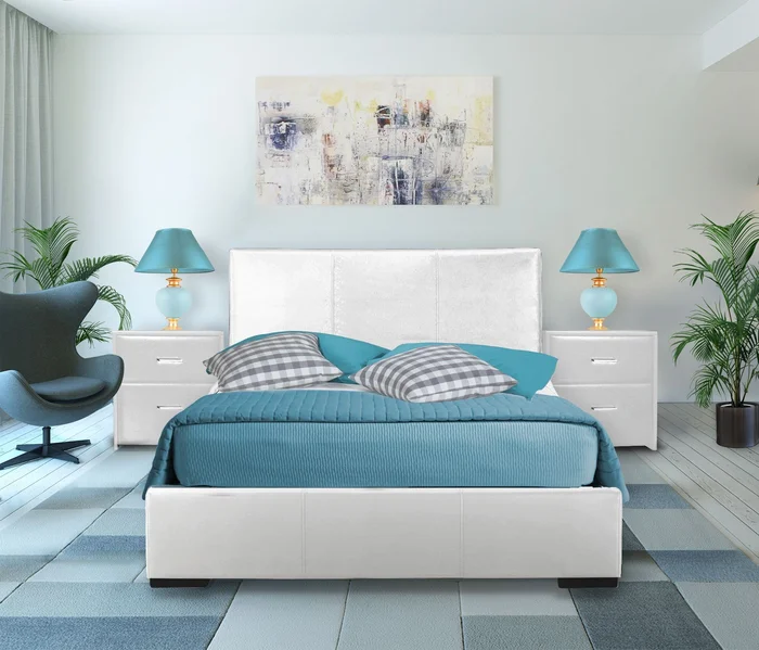 White Upholstered King Platform Bed By Homeroots