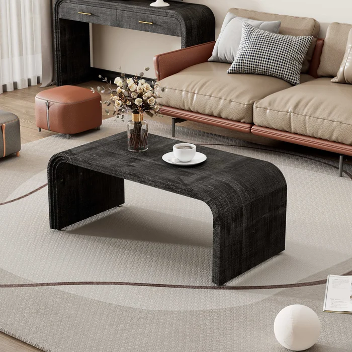 Zaro Minimalist Coffee Table with Curved Art Deco Design